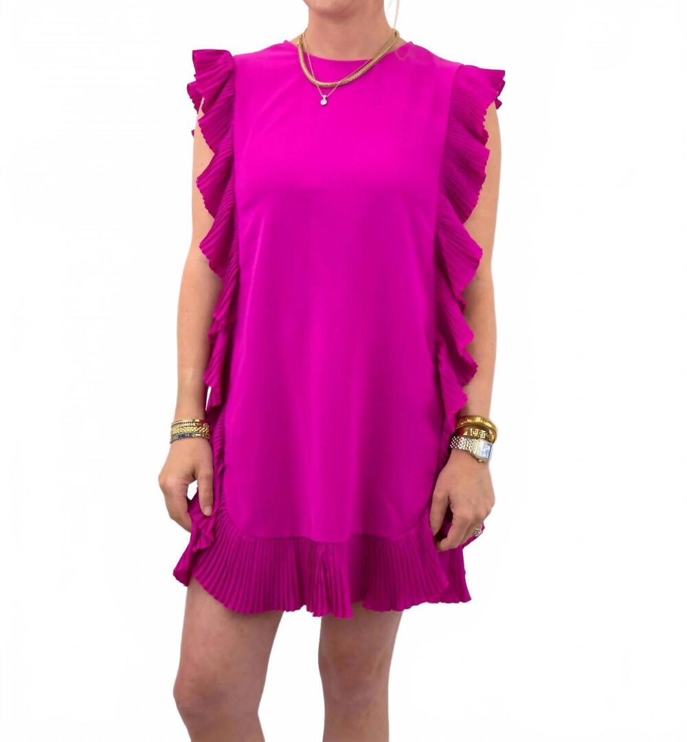 NEW TCEC barbie world ruffled trim mini dress in magenta